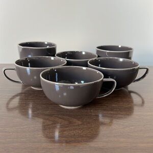 CALVIN KLEIN “Tonal Edge Bronze” 4 Flat Cups with 1 Sugar & 1 Creamer Cup